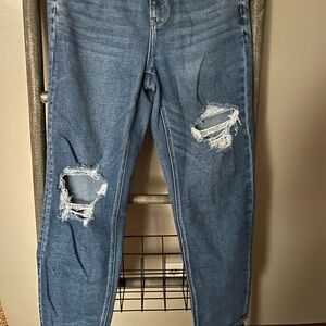 American Eagle Outfitters Distressed Denim Mom Straight Jean